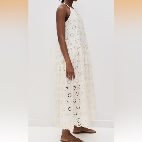 Madewell Embroidered Drop-Waist Maxi Dress Floral Eyelet Size Large bachelorette - Picture 4 of 11